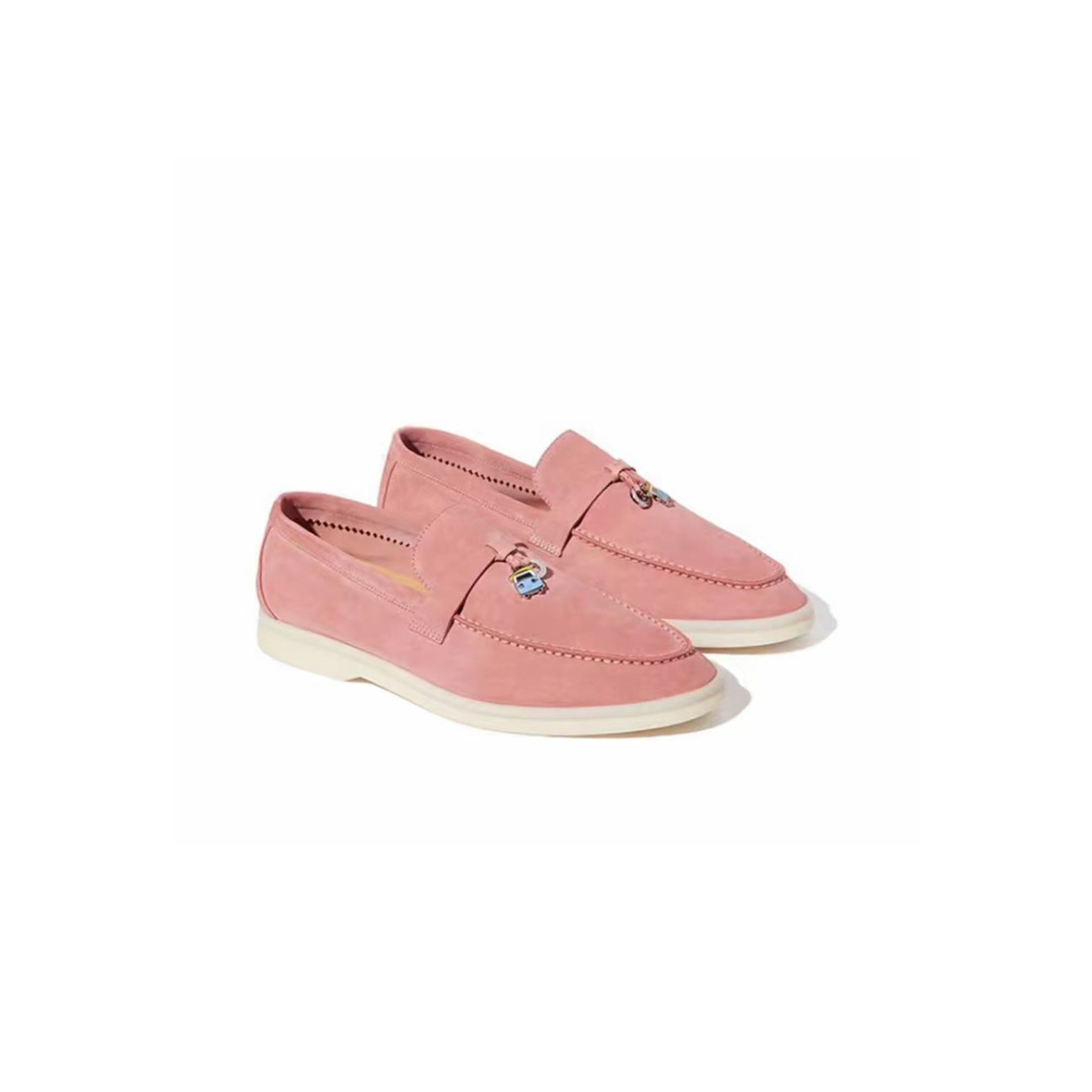 L**o p*ana summer charms walk suede loafers in pink fan1518